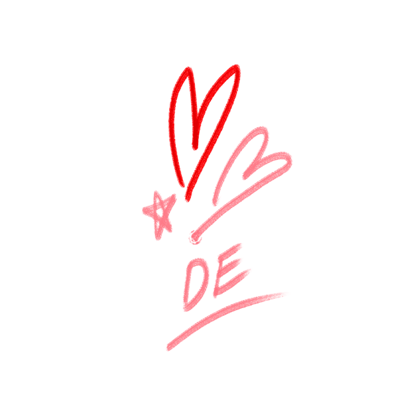 Illustration von Herzen und „DE“