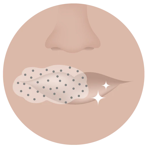 Illustration des Produkts auf den Lippen