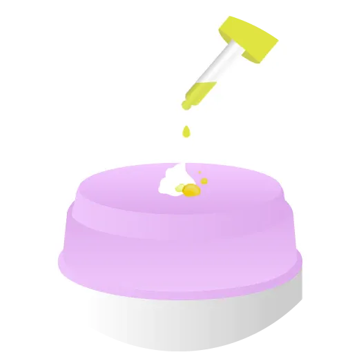 illustration of the pump top of Lala Moisturiser with a pump of Lala and drops of Marula Oil being dispensed from the dropper